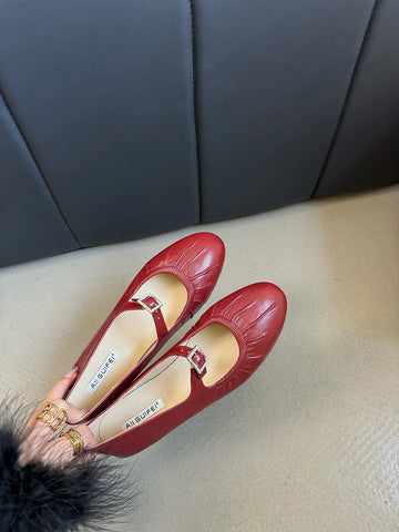 Round Toe Women Loafers 2024 New Arrivals Fashion Casual Low Flat Heeled White Brown Black Red Shallow Slip On Mary Janes 35-39