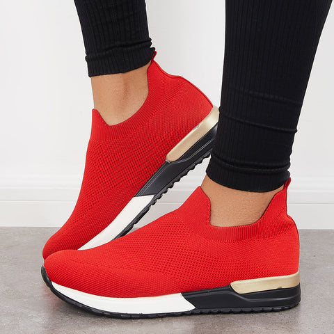 Lässige Slip-on-Strick-Loafters, atmungsaktive Wanderschuhe