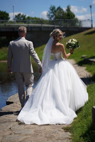 White Princess Wedding Dress Sweetheart Long On Sale