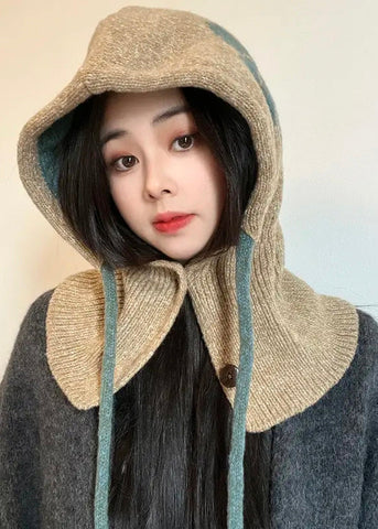 Winter Blau Wärme Strickmütze und Hals Integrierte Winddicht Warm