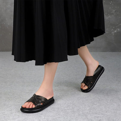 Summer Stylish Plaited Leather Casual Slippers