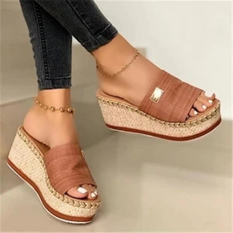 Open Toe Espadrille Platform Wedges Slip on Sandals