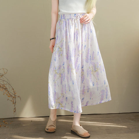 Women Summer Thin Loose Casual Floral Skirt