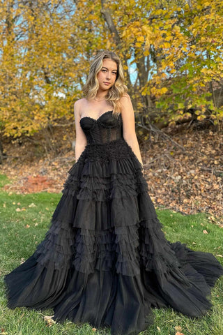 Sweetheart Beaded Tiered A-Line Formal Dress