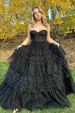 Sweetheart Beaded Tiered A-Line Formal Dress