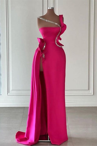 Glamouröse Lange Glitter Ärmellose Front Split Lange Abend Party Kleider Mit Rüschen Lange
