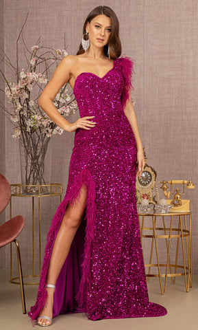 Ballkleid mit Pailletten und einem Ärmel