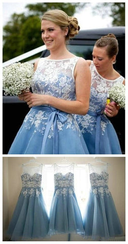 Most Popular Organza Bateau Off Shoulder Lace Short Bridesmaid Dresses