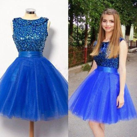 Royal  Short A-Line Shinny Prom Dresses, Homecoming Dress For Girls