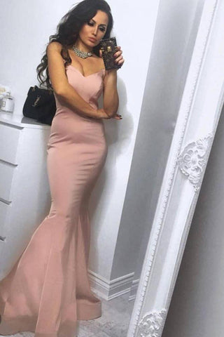 Hot and Chic Strapless Mermaid Dusty Pink Simple Formal Dressesin affordable price