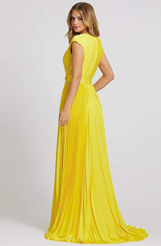 Deep V Neck Pleated Flowy Junior Prom Gown