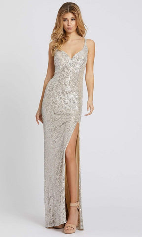 Sleeveless High Slit Sequin Long Prom Gown