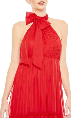 Bow Accent Halter Evening Gown