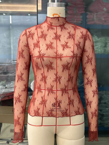 New breathable lace mesh multi-color bottoming shirt sexy hot girl trendy fashion lace top