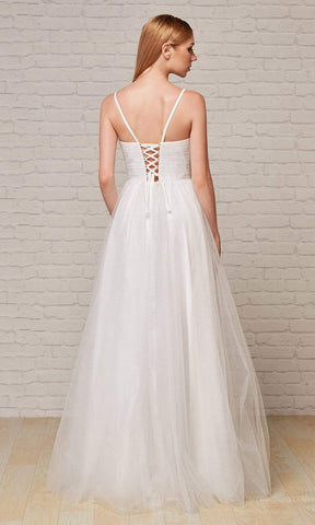 Pleat-Detailed Glitter Tulle Gown