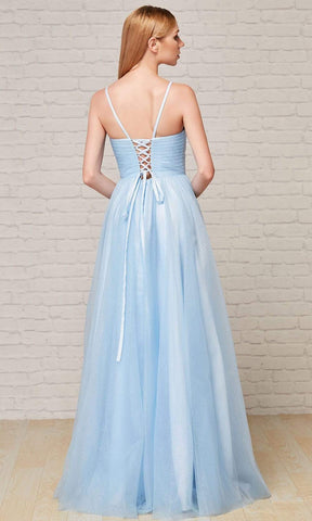 Pleat-Detailed Glitter Tulle Gown