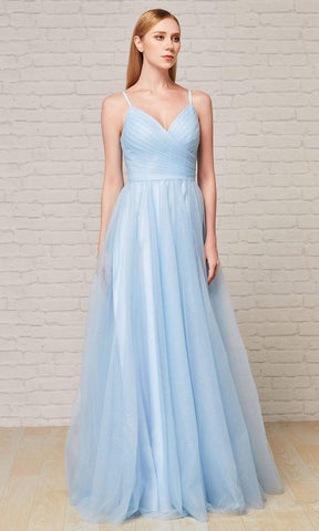 Pleat-Detailed Glitter Tulle Gown