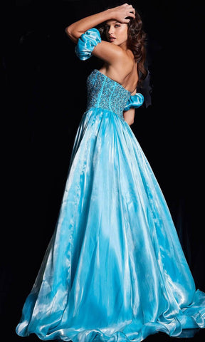 Detachable Sleeve Corset Prom Gown