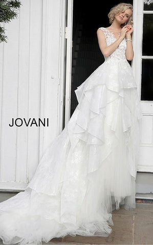 Long Floral Embroidered Wedding Dress