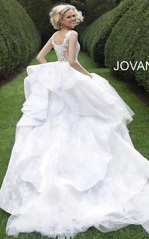 Long Floral Embroidered Wedding Dress