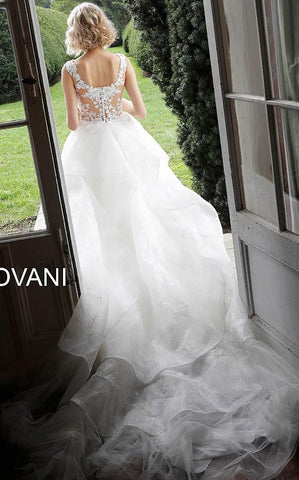 Long Floral Embroidered Wedding Dress