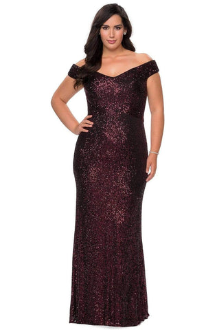 Sequined Off-Shoulder Modest Prom Sheath Dress