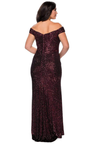 Sequined Off-Shoulder Modest Prom Sheath Dress