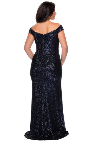 Sequined Off-Shoulder Modest Prom Sheath Dress