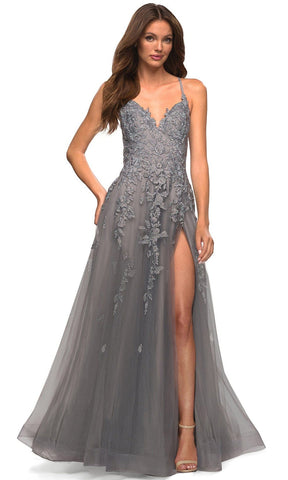 Lace Applique Tulle Gown