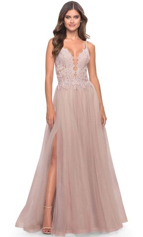 Lace High Slit Prom Dress