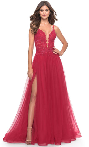 Lace High Slit Prom Dress