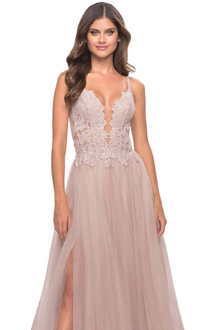 Lace High Slit Prom Dress