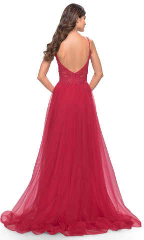 Lace High Slit Prom Dress