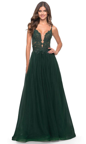 Lace High Slit Prom Dress