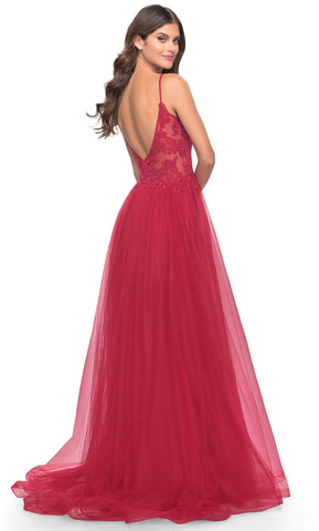 Lace High Slit Prom Dress