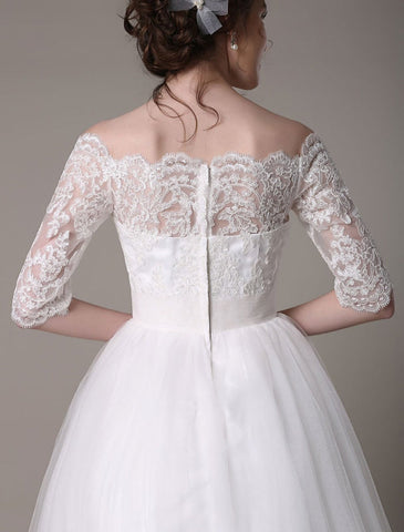 Spitzen-Brautkleider 2021, kurz, schulterfrei, A-Linie, knielang, Taille, Strass-Brautkleid, exklusiv