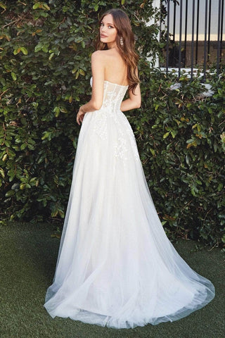 Strapless Bustier Applique Tulle Wedding Gown