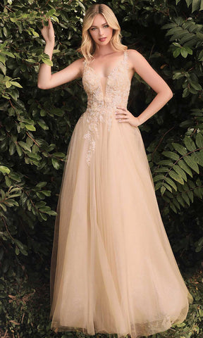 Deep V-neck Long Gown