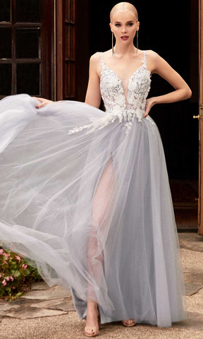 Deep V-neck Long Gown