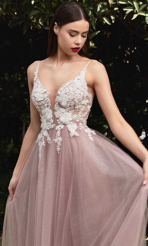Deep V-neck Long Gown