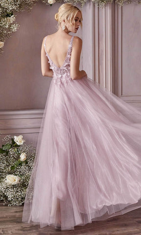 Floral Applique Prom Dress