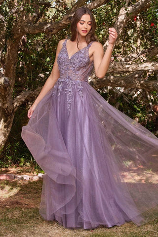 Floral Applique Prom Dress