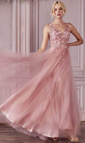 Floral Applique Prom Dress
