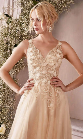 Floral Applique Prom Dress