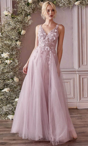 Floral Applique Prom Dress