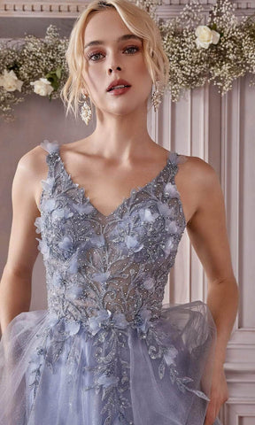 Floral Applique Prom Dress