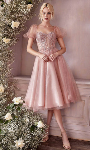 Tea Length Corset Cocktail Dress