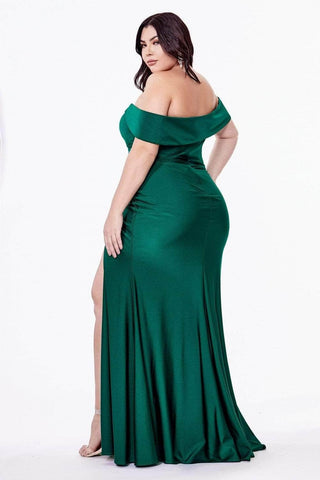 Schulterfreies, figurbetontes, langes Jerseykleid
