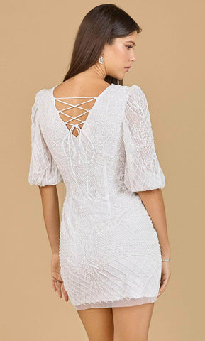 Brautkleid mit Puffärmeln und Perlen