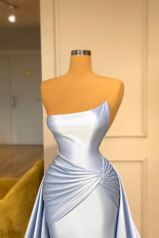 Light Blue A-line Sleeveless Long Modest Evening Prom Dresseses
